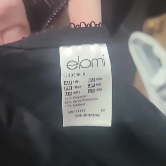 NWT ELOMI CATE UNDERWIRE SEAMED BRA EL4030 BLACK 40K FIRM - Picture 3 of 4
